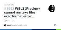 WSL2 (Preview) cannot run .exe files: exec format error: wsl.exe · Issue #8952 · microsoft/WSL's image