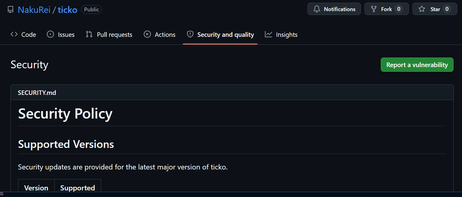 The Security and quality page after completing steps 1 and 2