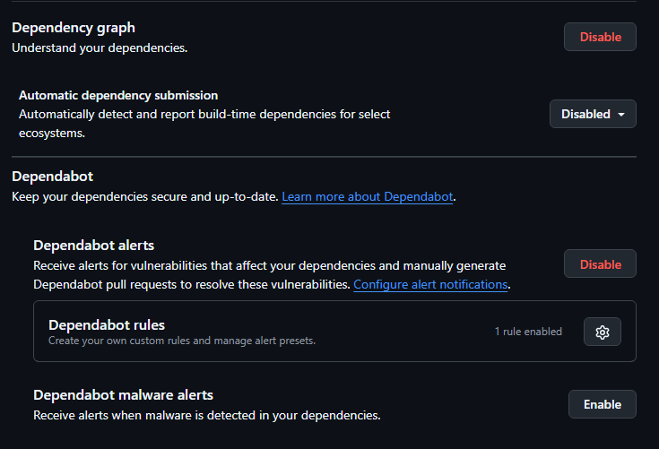 Dependabot alerts is enabled