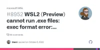WSL2 (Preview) cannot run .exe files: exec format error: wsl.exe · Issue #8952 · microsoft/WSL image